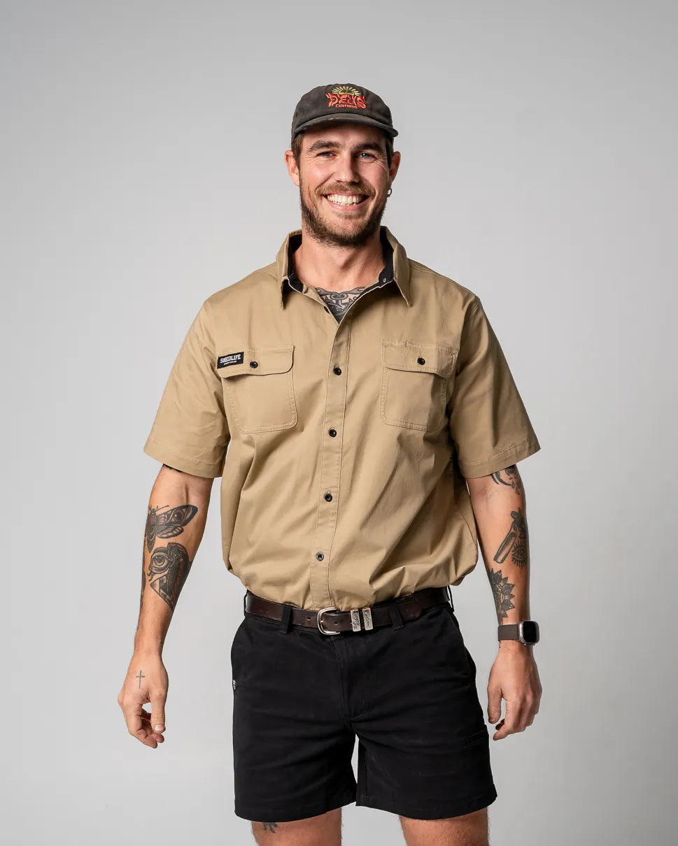 Carhartt RELAXED FIT Check Pattern Short Sleeve Work Shirt Men's XL cotton Khaki type Vintage Second Hand